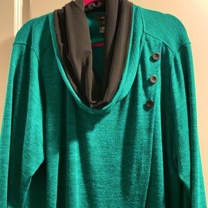 Ali Miles Tunic Green Black  2X 55% polyester 45% rayon 5% spandex
